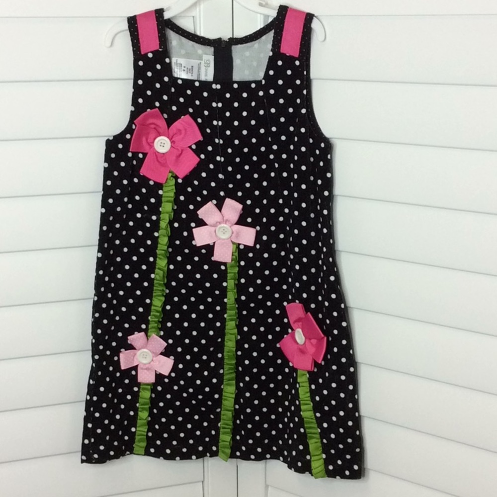 🚫Sold🚫Bonnie Jean Polka Dot Dress Pink Flowers